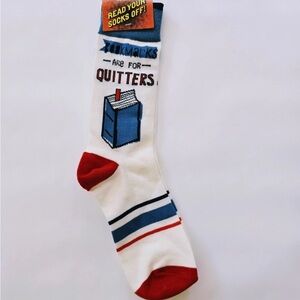 Blue and Red 'Bookmarks Are for Quitters' Socks One Size Fits Most